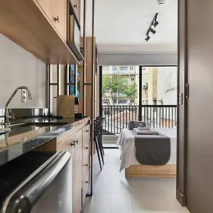 Kitchen Modern Coworking Balcony São Paulo